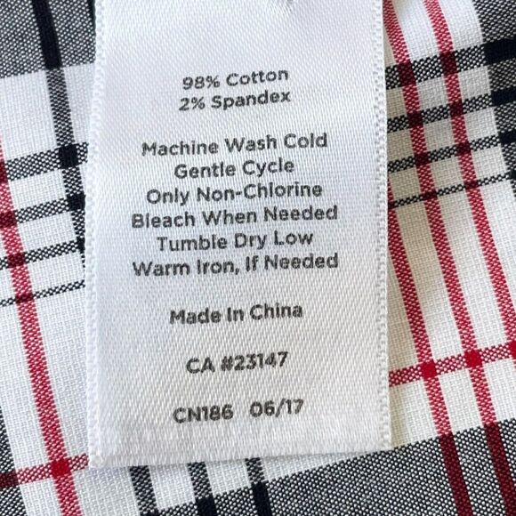 Talbots Plaid Black Red White Tunic Collared Wrinkle Resistant - Womens 8 - Picture 7 of 7
